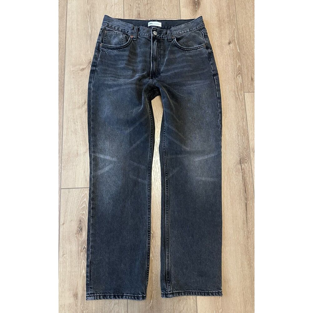 Zara Women's Black/Gray Wash Jeans Straight Leg Size 10 GUC!